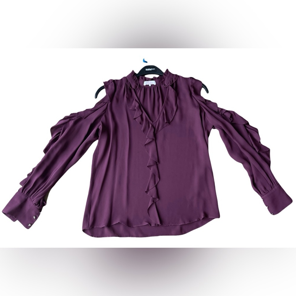 Parker Ruffled V-Neck Cold Shoulder Blouse - Size XS